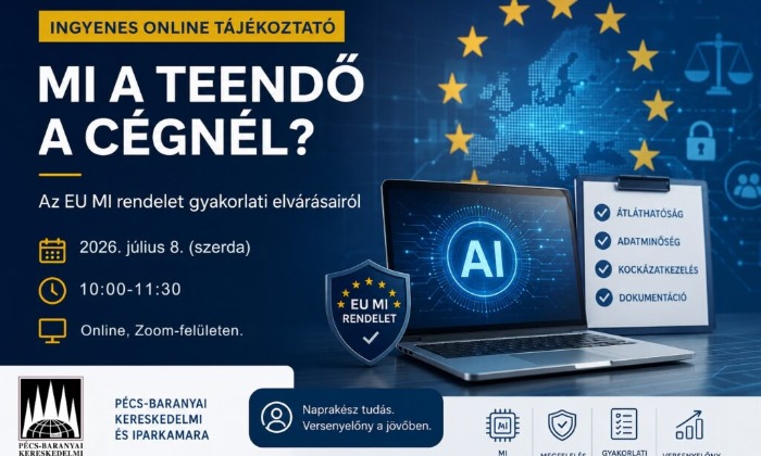 MI a teendő a cégnél? – Ingyenes online tájékoztató vállalkozóknak az EU MI rendelet gyako...