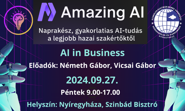 Amazing AI - előadás és workshop - Szeptember 27-én Nyíregyházán